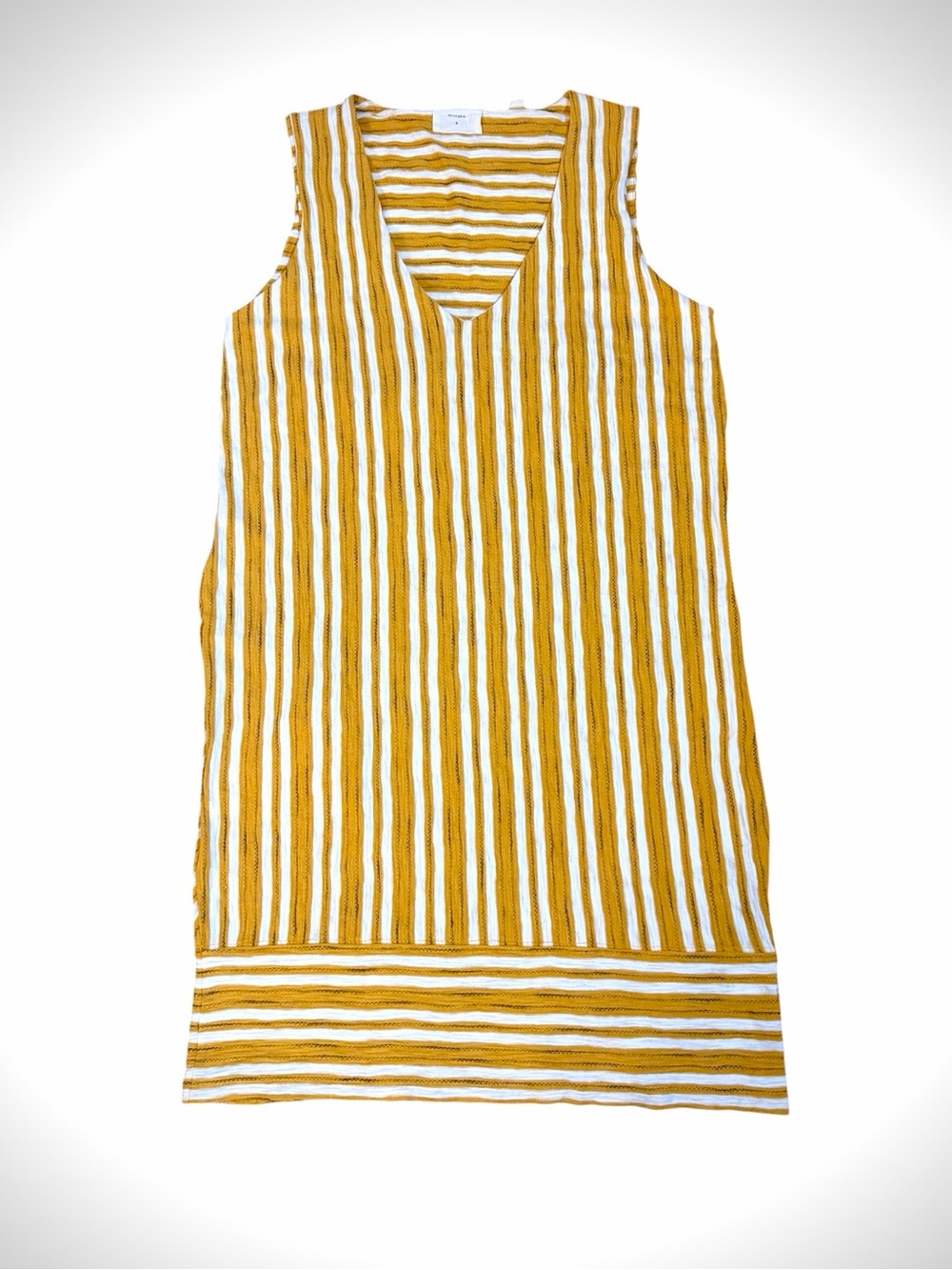 Billy Reid Vertical Mustard / Cream Stripe Shift Dress Size S.